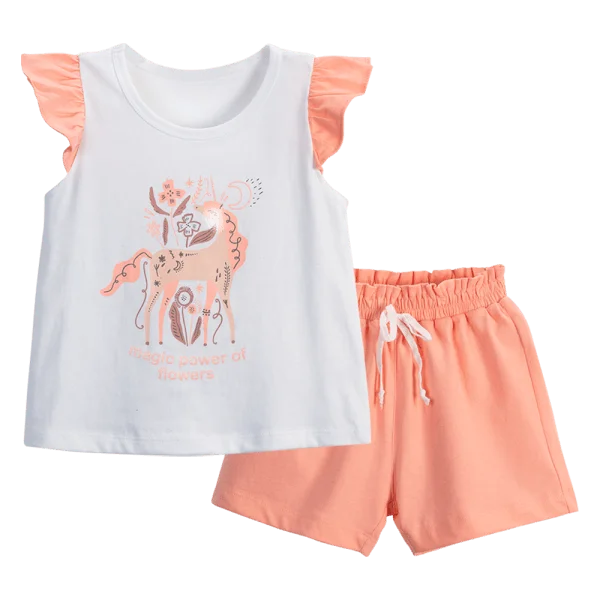 Bộ bé gái ngắn Animo TQ0824008 (9M-6Y,Trắng phối hồng)