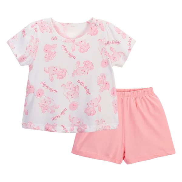 Bộ bé gái ngắn Animo Easy TX0824017 (1-4Y,Hồng nhạt)