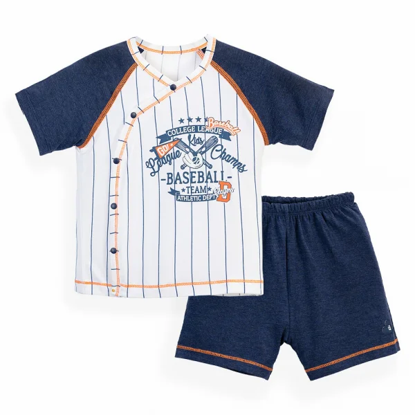 Bộ tính năng ngắn, vải sợi sồi BST Bóng chày Animo BMC123083 (0-24M,Xanh đen)