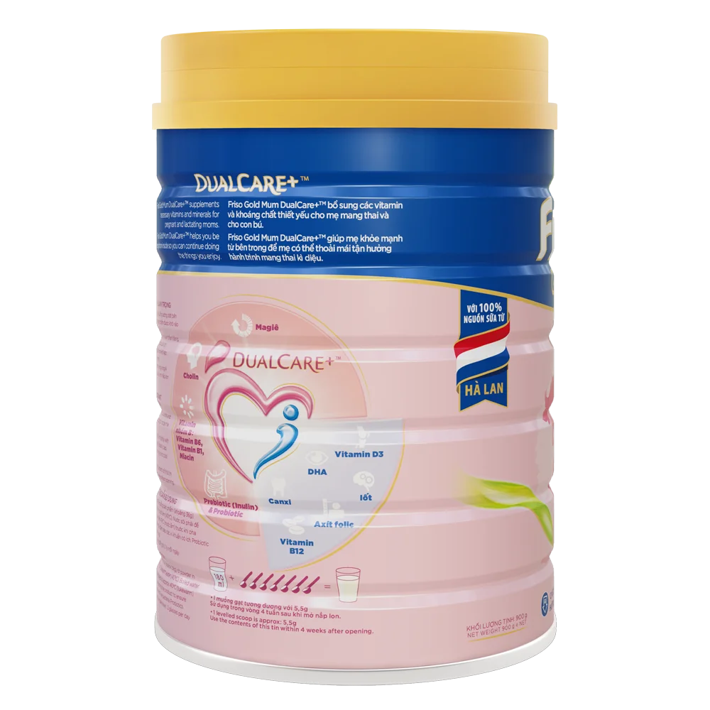 Combo 2 lon Sữa bầu Friso Mum Gold 900g hương cam