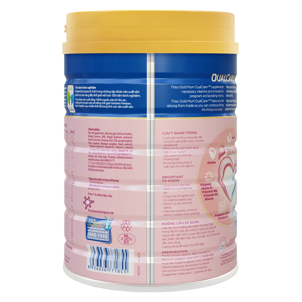 Combo 2 lon Sữa bầu Friso Mum Gold 900g hương cam