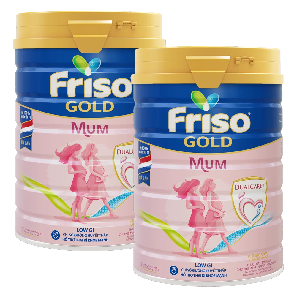 Combo 2 lon Sữa bầu Friso Mum Gold 900g hương cam