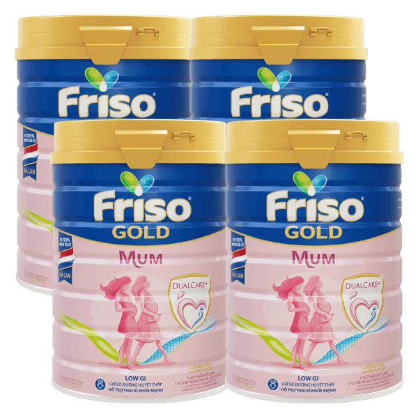 Combo 4 lon Sữa bầu Friso Mum Gold 900g hương cam