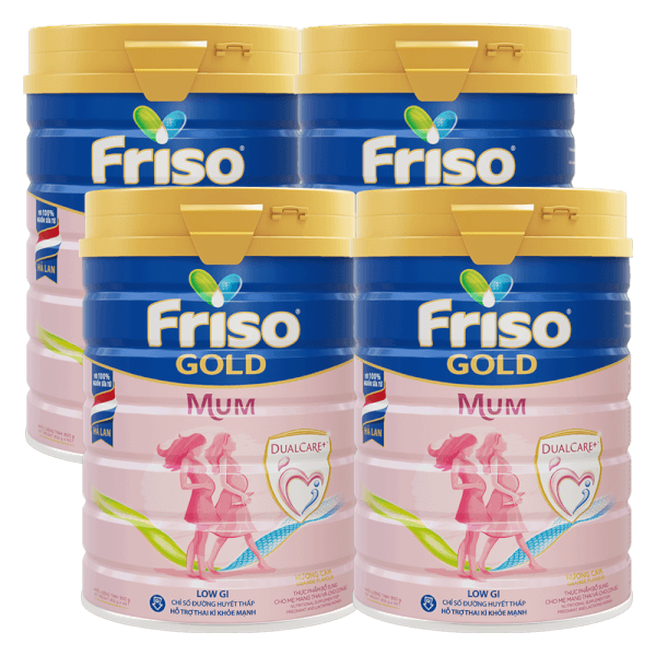 Combo 4 lon Sữa bầu Friso Mum Gold 900g hương cam