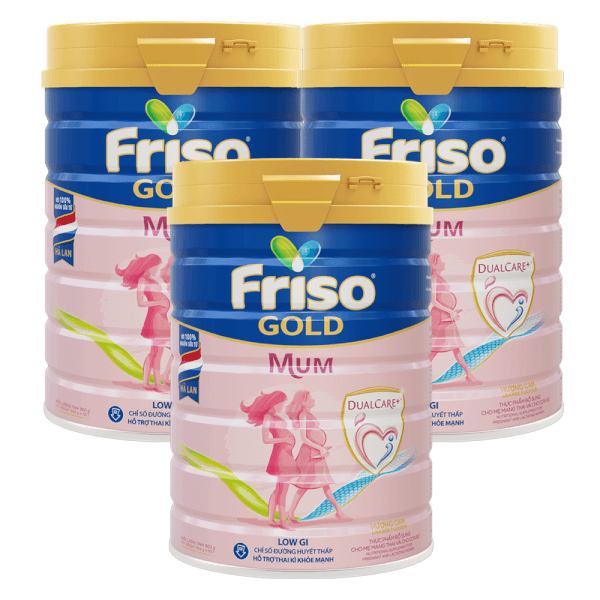 Combo 3 lon Sữa bầu Friso Mum Gold 900g hương cam