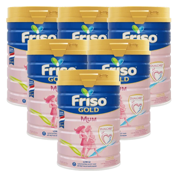 Combo 6 lon Sữa bầu Friso Mum Gold 900g hương cam