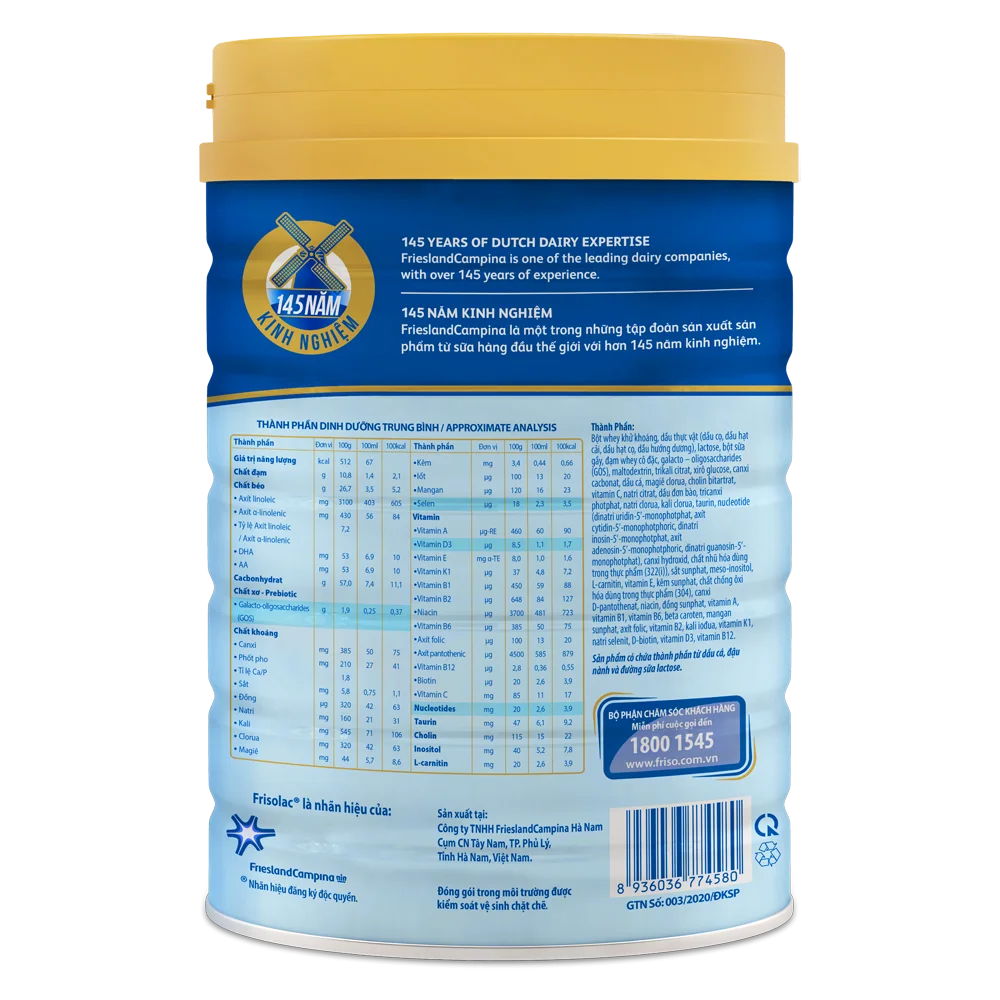 Sữa Frisolac Gold số 1 850g (0-6 tháng)