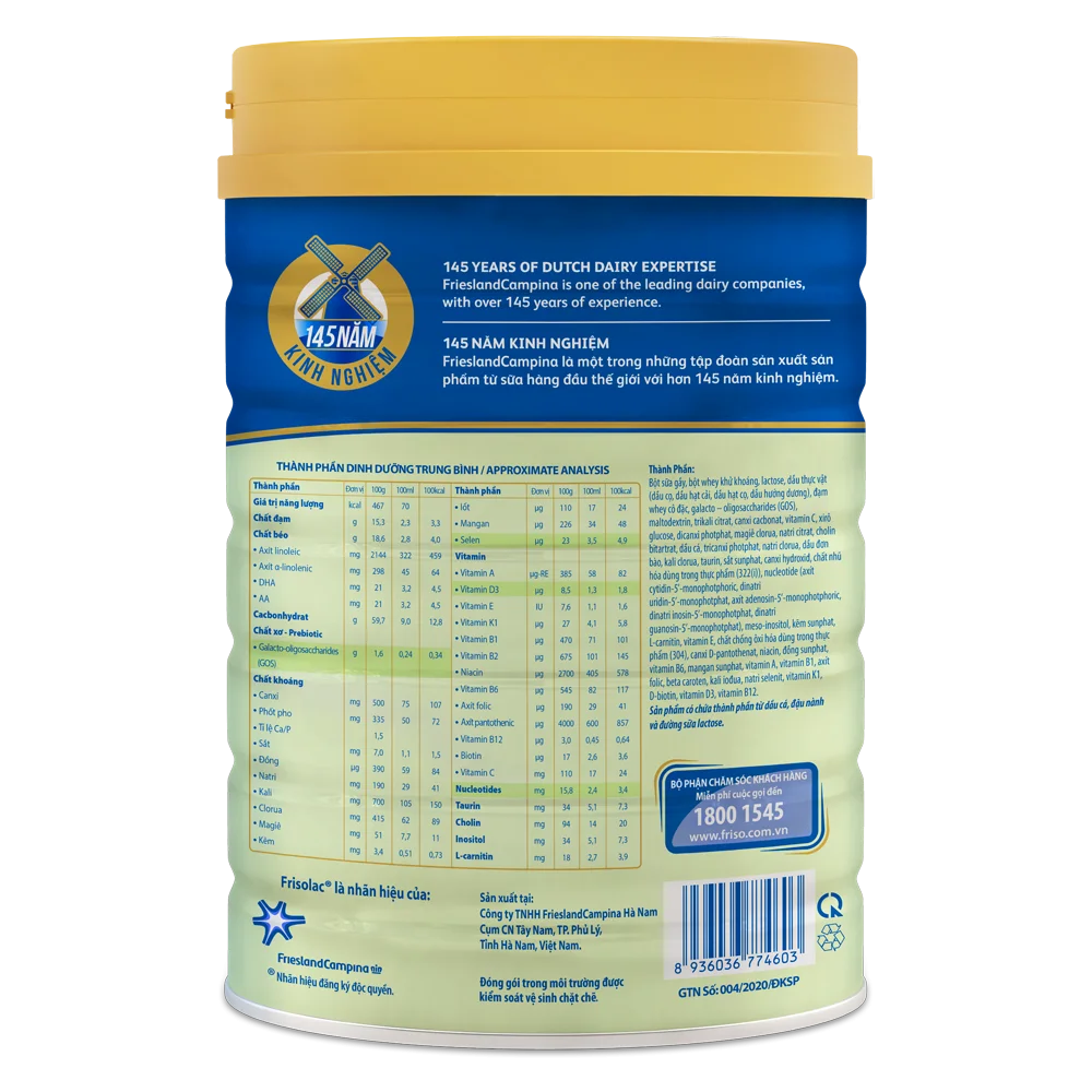 Sữa Frisolac Gold số 2 850g (6-12 tháng)