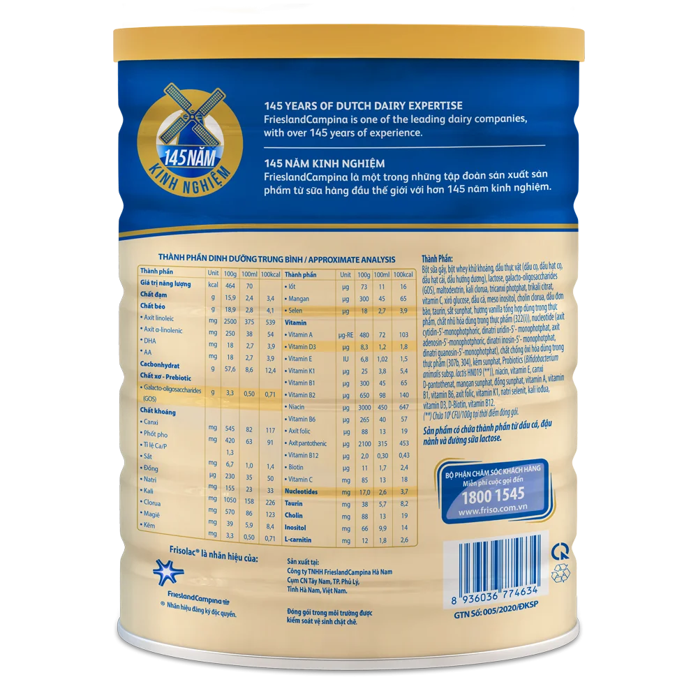 Sữa Frisolac Gold số 3 1400g (1-2 tuổi)
