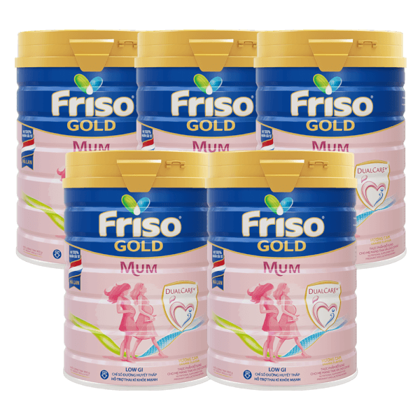 Combo 5 lon sữa bầu Friso Mum Gold 900g hương cam