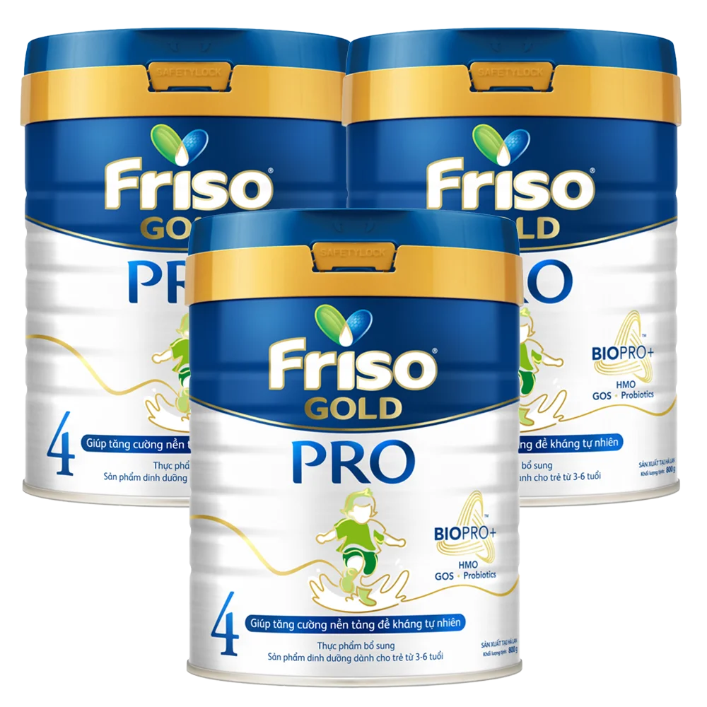 Combo 3 lon sữa Friso Gold Pro số 4, 800g (trên 3 tuổi)