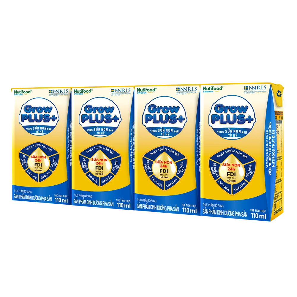 Sữa GrowPLUS+ Sữa non Vàng 2+ 110ml (lốc 4 hộp)