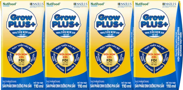 Sữa GrowPLUS+ Sữa non Vàng 2+ 110ml (lốc 4 hộp)