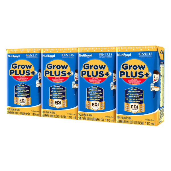 Sữa GrowPLUS+ Xanh 2+ 110ml (lốc 4 hộp)