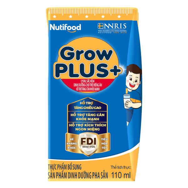 Sữa GrowPLUS+ Xanh 2+ 110ml (lốc 4 hộp)