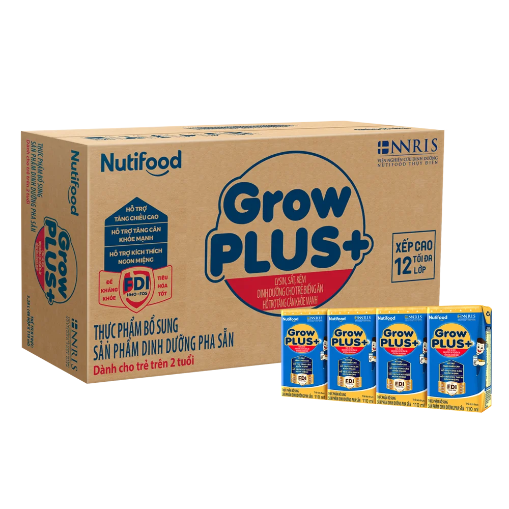 Thùng Sữa GrowPLUS+ Xanh 2+ 110ml (lốc 4 hộp)