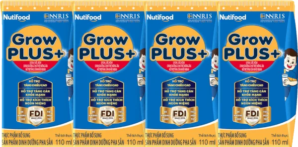 Sữa GrowPLUS+ Xanh 2+ 110ml (lốc 4 hộp)