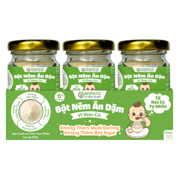 Combo 2 Bột nêm ăn dặm Anpaso vị rau củ hũ 60g