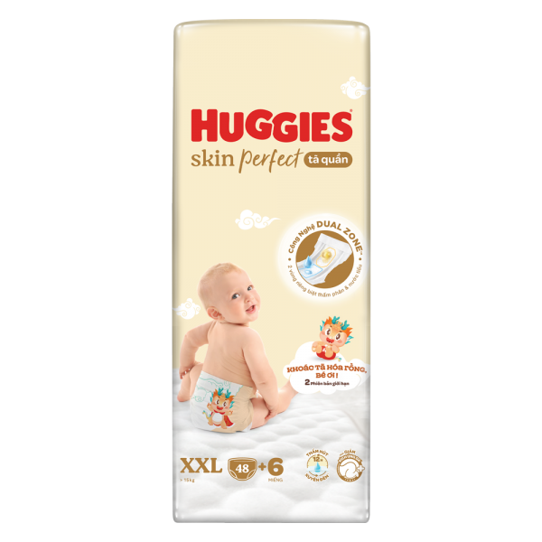 Tã quần Huggies SkinPerfect Pants (XXL, >15kg, 48+6 miếng) (giao bao bì ngẫu nhiên)