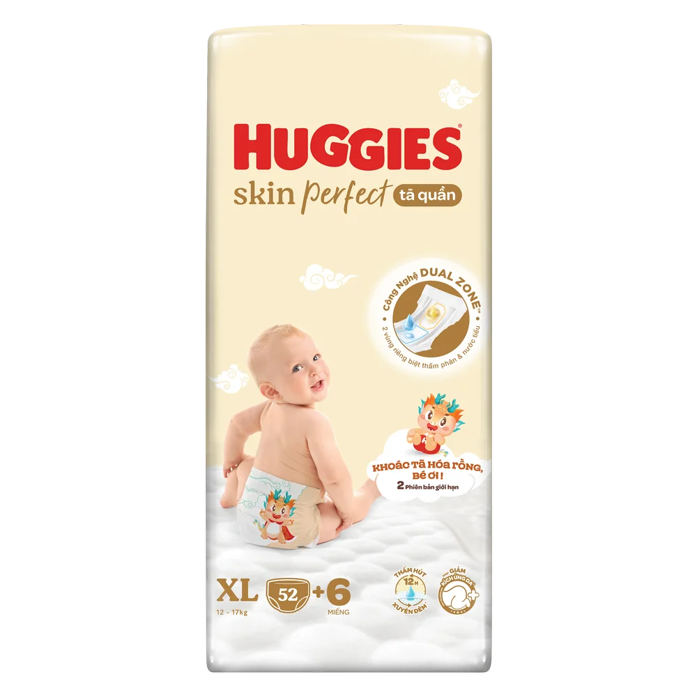 Tã quần Huggies SkinPerfect Pants (XL, 12-17kg, 52+6 miếng) (giao bao bì ngẫu nhiên)