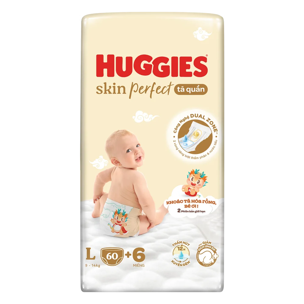 Tã quần Huggies SkinPerfect Pants (L, 9-14kg, 60+6 miếng) (giao bao bì ngẫu nhiên)