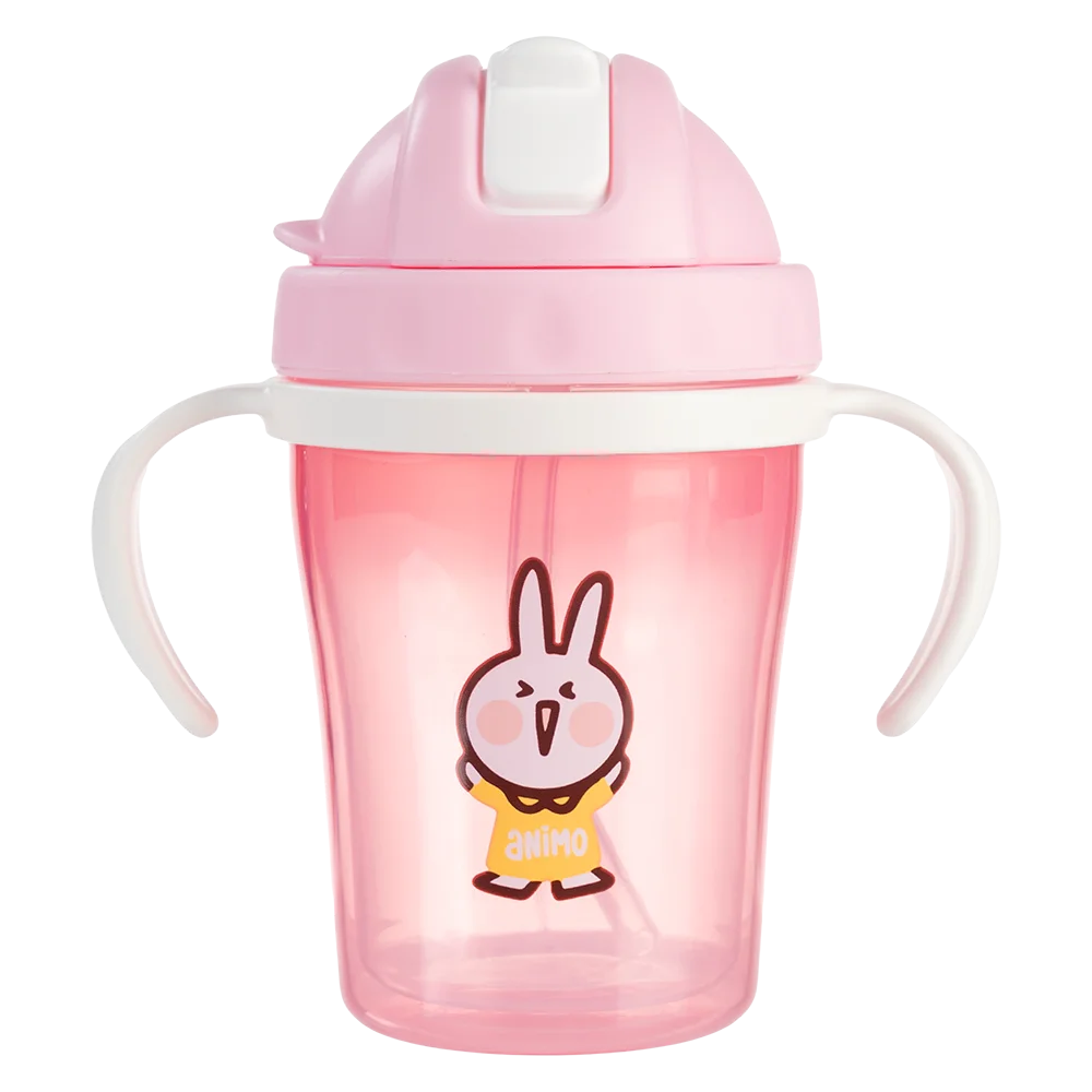 Bình tập uống cách nhiệt Animo (240ml, hồng, tay cầm, RK-3431)