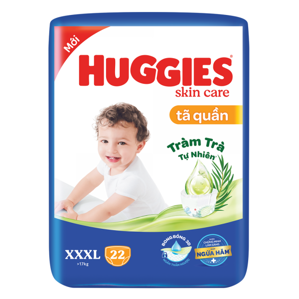 Tã quần Huggies Skincare (XXXL, >17kg, 22+6 miếng) (giao bao bì ngẫu nhiên)