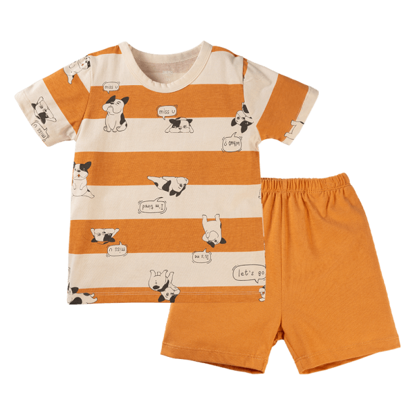 Bộ bé trai ngắn Animo Easy HN0924026 (1-4Y,Kem phối cam)