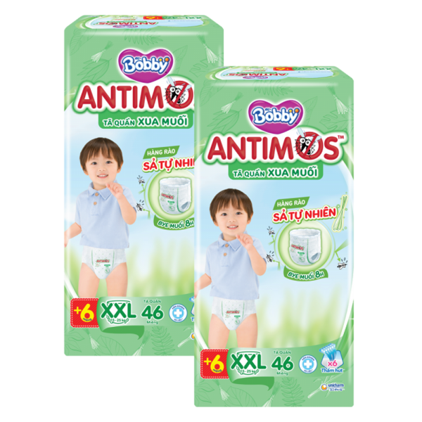 Combo 2 Tã quần Bobby Antimos Xua Muỗi (size XXL, 46+6 miếng)