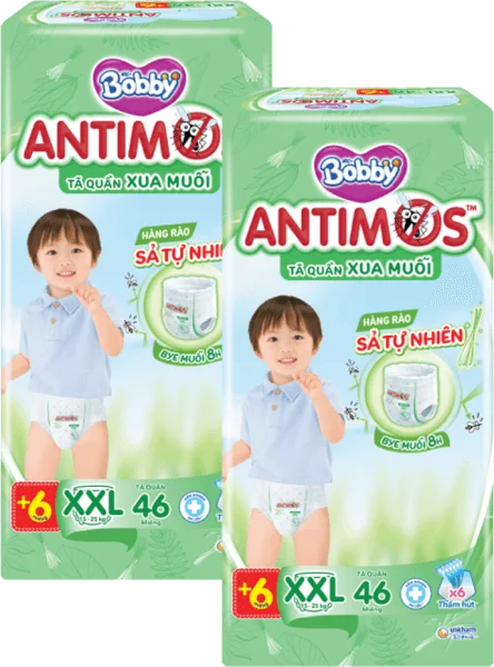 Combo 2 Tã quần Bobby Antimos Xua Muỗi (size XXL, 46+6 miếng)