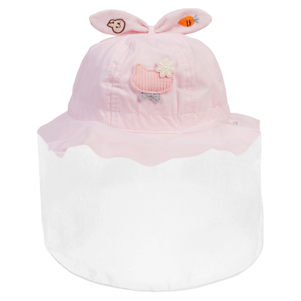 Nón vành tròn khăn voan bé gái Animo A2408_MN022 (44cm,Hồng nhạt)