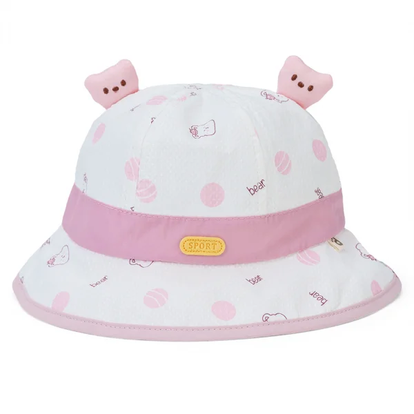 Nón em bé gái vành tròn Animo A2408_JK025 (46cm,Trắng-Hồng)