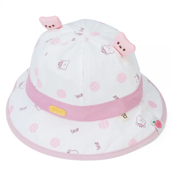 Nón em bé gái vành tròn Animo A2408_JK025 (46cm,Trắng-Hồng)