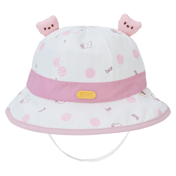 Nón em bé gái vành tròn Animo A2408_JK025 (46cm,Trắng-Hồng)