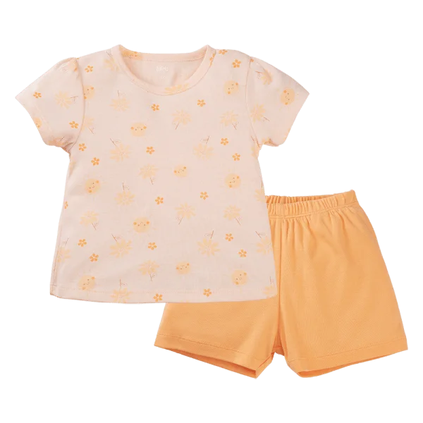 Bộ bé gái ngắn Animo Easy LU0824002 (1-4Y,Cam sữa)