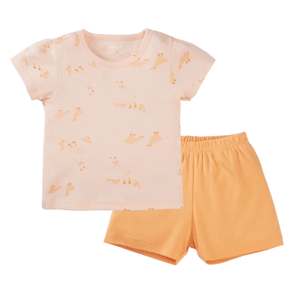 Bộ bé gái ngắn Animo Easy LU0824001 (1-4Y,Cam sữa)