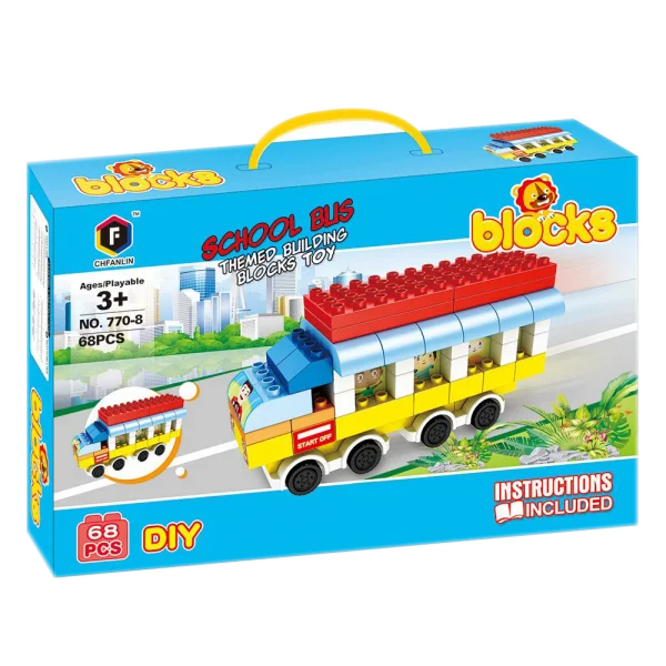 Hộp xếp hình khối xe buýt 68pcs RFD596334 C407 (Xanh dương)