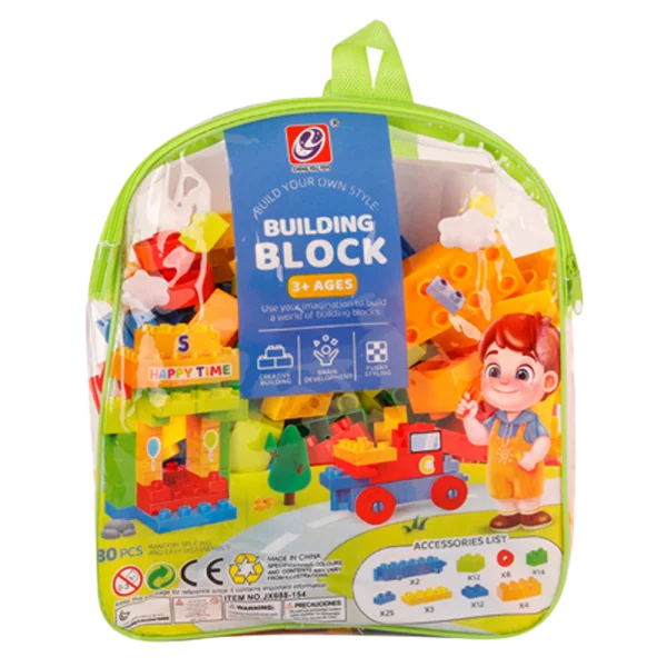 Balo xếp hình khối có bánh xe 80pcs RFD508371 C407 (Xanh lá)