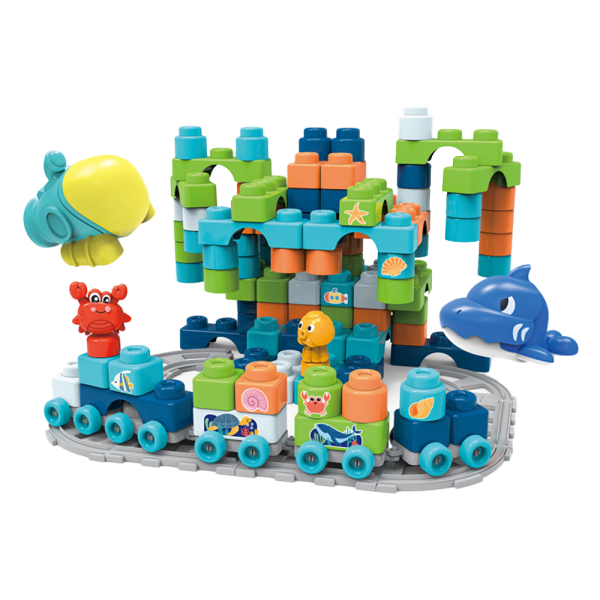 Balo lớn xếp hình khối có mô hình xe và sinh vật biển 89pcs RFD506856 C407 (Cam)