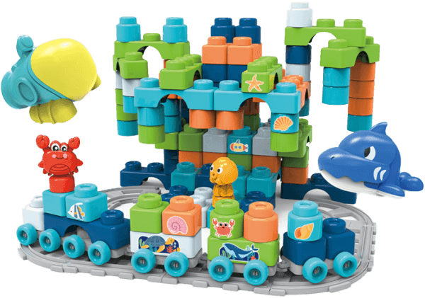 Balo lớn xếp hình khối có mô hình xe và sinh vật biển 89pcs RFD506856 C407 (Cam)