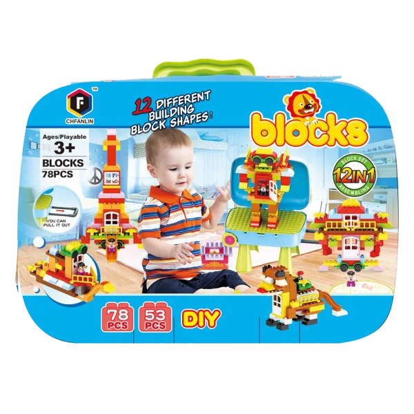 Bộ hộp đựng hình khối và bàn lắp ráp 2in1 78pcs RFD371890 C407 (Xanh Dương)