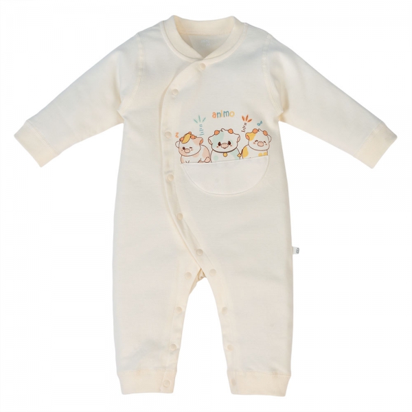 Bodysuit đông vải mỏng Animo MN1024016_M8990 (0-9M,Kem)