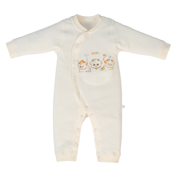 Bodysuit đông vải mỏng Animo MN1024016_M8990 (0-9M,Kem)