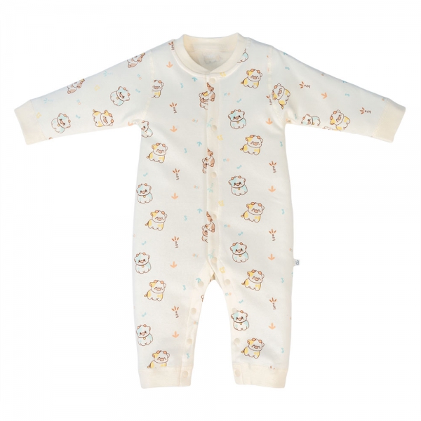 Bodysuit đông vải mỏng Animo MN1024014_M8988 (0-9M,Kem)