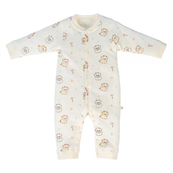 Bodysuit đông vải mỏng Animo MN1024014_M8988 (0-9M,Kem)