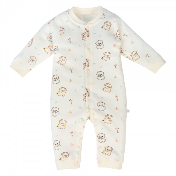 Bodysuit đông vải mỏng Animo MN1024014_M8988 (0-9M,Kem)