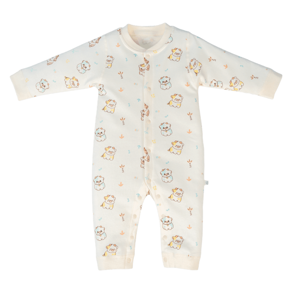 Bodysuit đông vải mỏng Animo MN1024014_M8988 (0-9M,Kem)