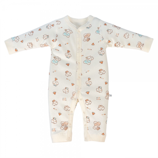 Bodysuit đông vải mỏng Animo MN1024013_M8987 (0-9M,Kem)