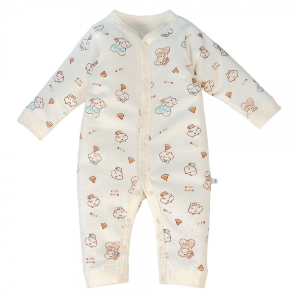 Bodysuit đông vải mỏng Animo MN1024013_M8987 (0-9M,Kem)