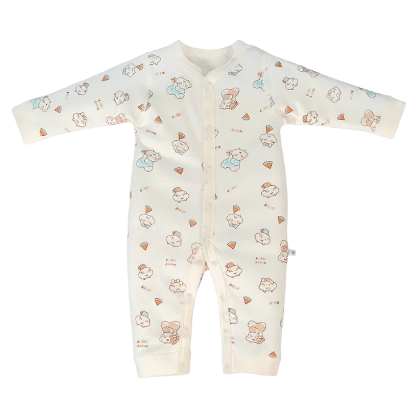 Bodysuit đông vải mỏng Animo MN1024013_M8987 (0-9M,Kem)
